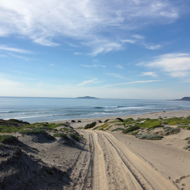 The beach at San Quintin. These dunes have been preserved by Terra Peninsular.
